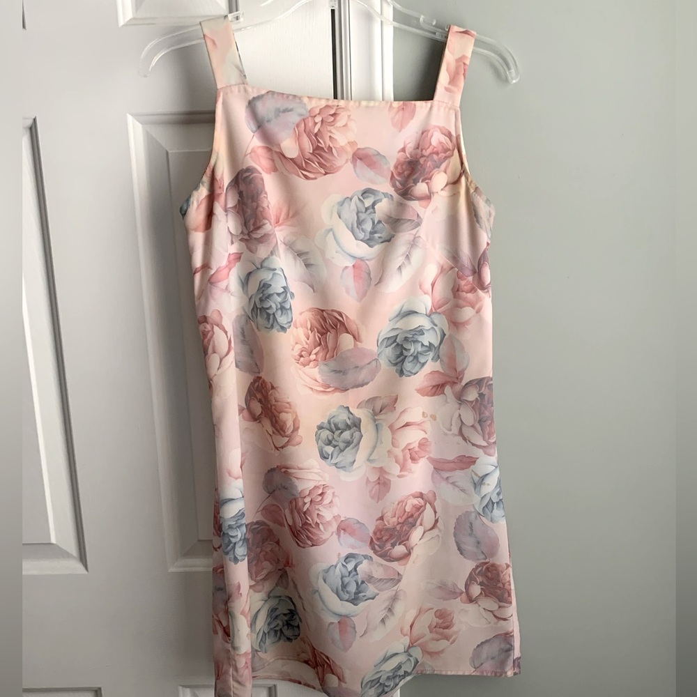 Soda Blu Vintage Pink Blue Roses Shift Mini Dress